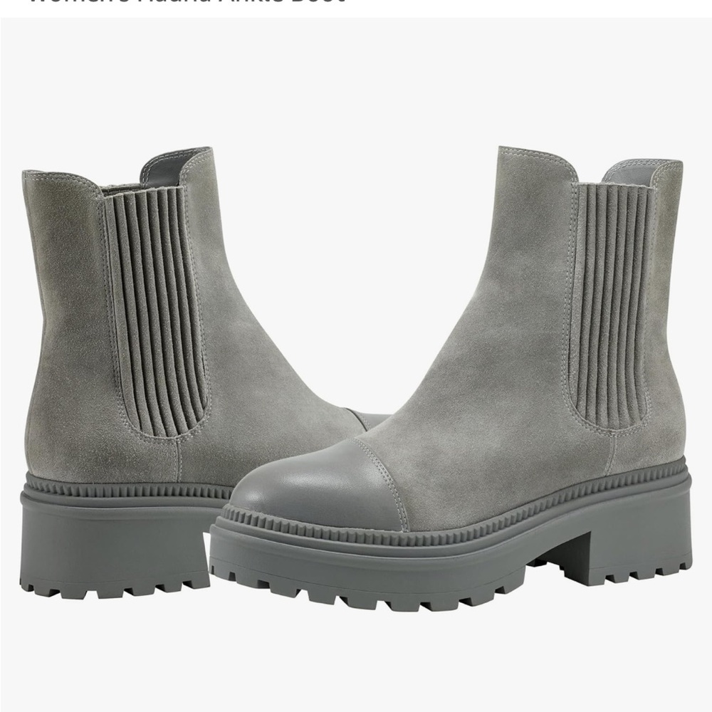 Marc Fisher Lug Sole Grey Suede Chelsea Boot